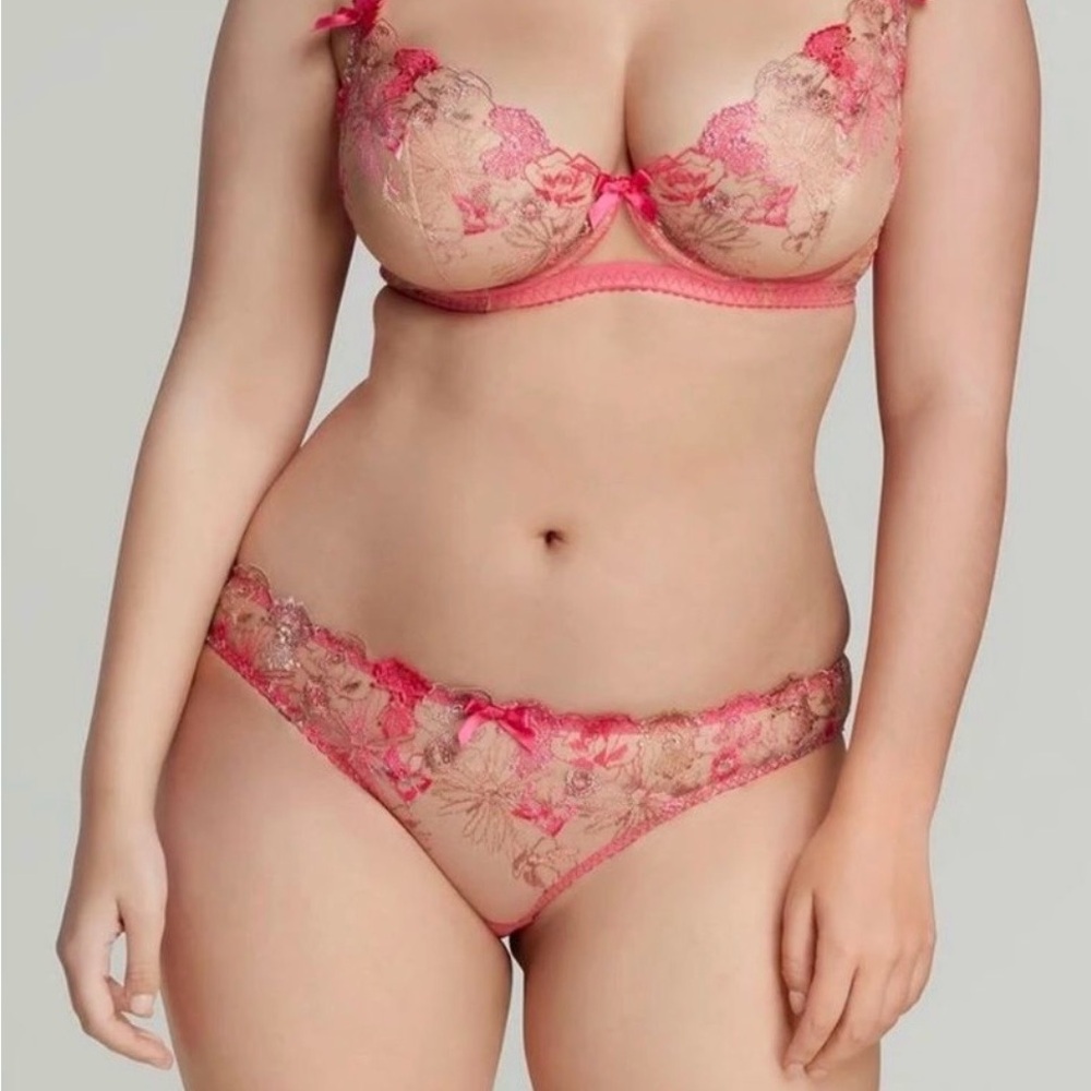 Agent Provocateur Zuri Pink Floral Embroidered Lingerie 38D - Picture 2 of 7